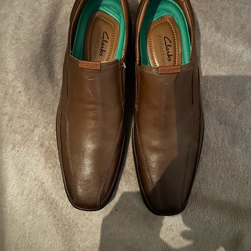 Clarks Clarkslite Ave Tan Brown Leather Loafers Slip-on 🥿 Dress Shoes